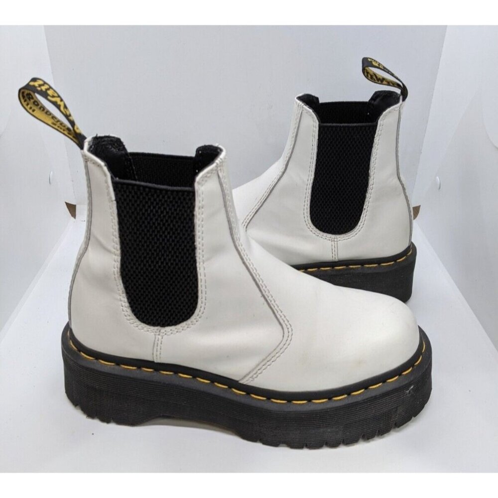 🤘😎 Dr. Martens Women's 2976 Quad Chelsea White Boots Size W5 US 6-6.5